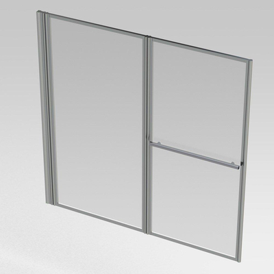 Nemo Spring Pannello badwand 2delig 140x140cm helder Easyclean glas 4 mm profielen alu gepolijst omkeerbaar met handdoekdrager