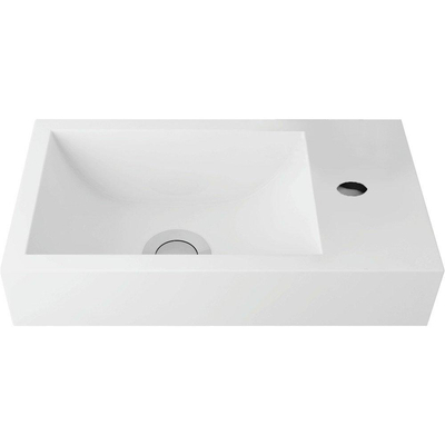 Nemo Spring Keyna fonteinset 40x22cm zonder overloop inclusief 14cm koudwaterkraan en RVS sifon solid surface wit