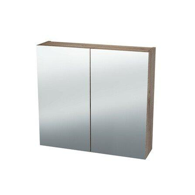 Nemo Spring Nebulo spiegelkast B700 x H650 x D178 mm 2 deuren glazen leggers met stopcontact zonder schakelaar kleur Royal Oak Vanille