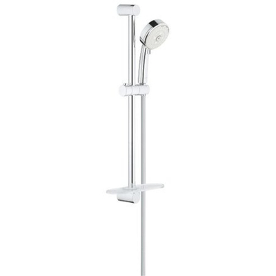GROHE New Tempesta Cosmopolitan 100 Glijstangset - 60cm - ronde handdouche - 3 straalsoorten - gladde doucheslang - met zeepschaal - chroom/wit