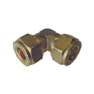 Haakse klemkoppeling 2 x klem messing toepassing voor koperen buizen 18 x 18 mm