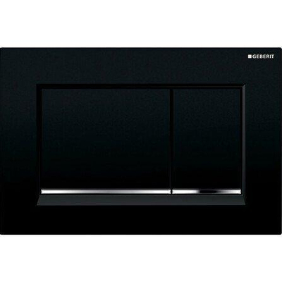 Geberit Sigma20 bedieningsplaat - 2-toets spoeling - rechthoekige knoppen - zwart/glanschr./zwart