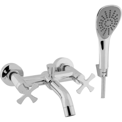 Go by Van Marcke Sign badmengkraan tweegreeps compleet Belgaquagekeurd inclusief handdouche hartafstand 15 cm keramische schijven inclusief rozetten en Skoppelingen chroom SHOWROOMMODEL