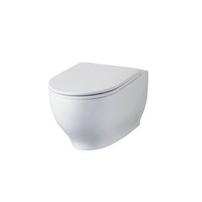 Nemo Spring Cascata PACK wandtoilet 56x36x36cm zonder spoelrand met softclose toiletzitting porselein wit met verdoken bevestiging 56cm