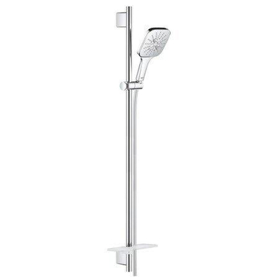 GROHE Rainshower Smartactive 130 Cube Glijstangset - 90cm - vierkante handdouche - 3 straalsoorten - gladde doucheslang - met zeepschaal - chroom