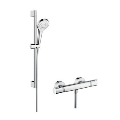Hansgrohe Croma Select S Glijstangset - croma select s vario handdouche 65cm - Ecostat Comfort douchekraan - thermostatisch - wit/chroom