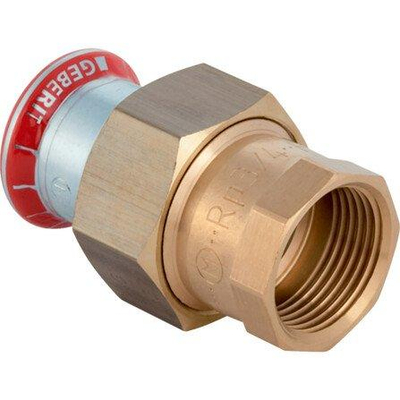 Geberit Mapress C staal rechte overgangskoppeling 3 delig met perssok en bi.dr. 22x3/4 met afdichtingsring verzinkt