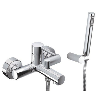 Nemo Spring - Sirolo - bad/douchemengkraan - eengreeps - tweegats - met douchegarnituur anti-kalk - wandmodel - chroom - met keramische schijven - 16l/min - Belgaqua SHOWROOMMODEL