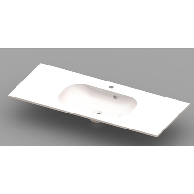 Nemo Spring Ovum meubelwastafel met 1 centrale verzonken wastafel 1200 x 500 x 200 mm met overloop wit kunstmarmer