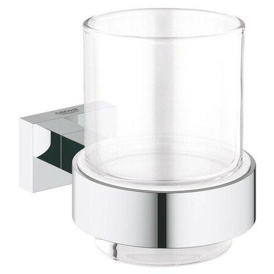 GROHE Essentials Cube Bekerhouder - 9.2x10.7x7.2cm - met glas - chroom