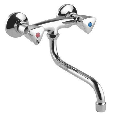 Go by Van Marcke Easy II tweegreepsmengkraan keuken met Suitloop muurmontage mobiele bek hartafstand 15 cm inclusief rozetten en Skoppelingen