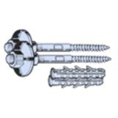 RAM wastafel bevestiging set samenstelling 2 pluggen R14 2 draadpennen staal verzinkt 2 nylon kraagmoeren