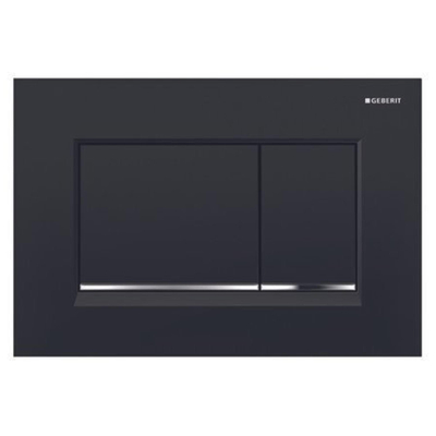 Geberit Sigma20 bedieningsplaat - 2-toets spoeling - rechthoekige knoppen - zwart/glanschr./zwart