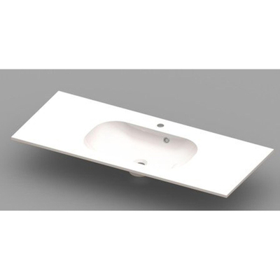 Nemo Spring Ovum meubelwastafel met 1 centrale verzonken wastafel 1200 x 500 x 200 mm met overloop wit kunstmarmer