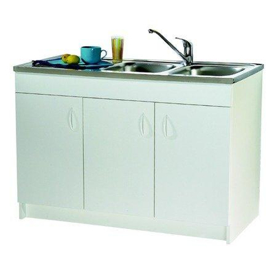 Nemo Start Comfort spoeltafelonderkast 2 deuren 120x60 cm wit wegklapbare rug met clips voor gemakkelijke toegang tot de leidingen voorgemonteerd