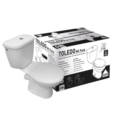 Nemo Go Toledo wc pack 65.5x39x72.5cm porselein wit 3/6 L muuraansluiting H/PK met zitting