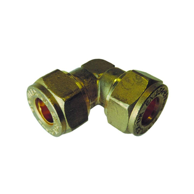 Haakse klemkoppeling 2 x klem messing toepassing voor koperen buizen 12 x 12 mm