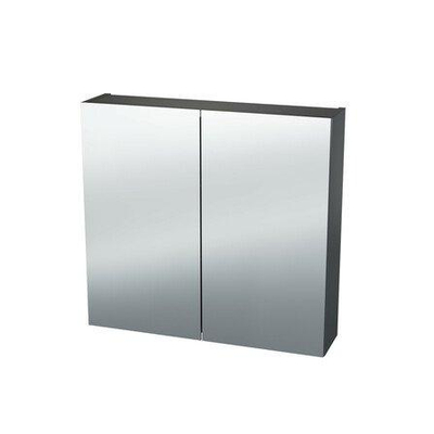 Nemo Spring Nebulo luxe spiegelkast - 60x65x17.8cm - 1 dubbelzijdige spiegeldeur - glazen leggers - met stopcontact - zonder schakelaar - kleur: U960 ST9 Onyx Grey