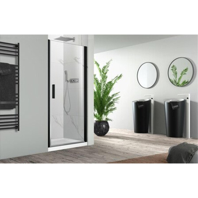 Nemo Pina draaideur 80x200cm 6mm Helder veiligheidsglas met antikalk links en rechts Zwart