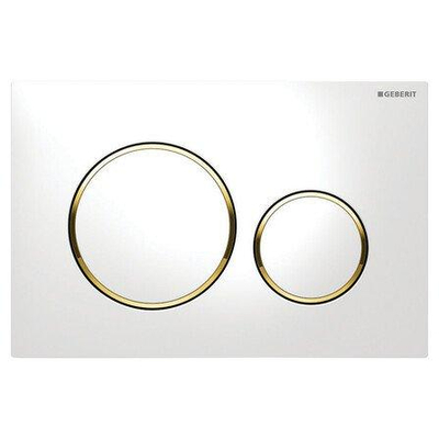 Geberit Sigma20 bedieningplaat, 2-toets spoeling frontbediening voor toilet 24.6x16.4cm wit goud wit OUTLETSTORE