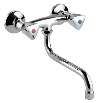 Go by Van Marcke Easy II tweegreepsmengkraan keuken met Suitloop muurmontage mobiele bek hartafstand 15 cm inclusief rozetten en Skoppelingen