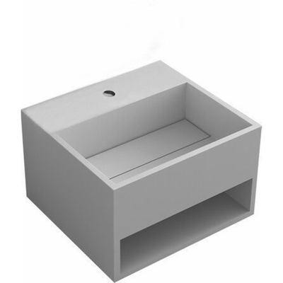 Nemo Stock Java Style kubus handwasbakje met plank 330 x 330 mm mineraalcomposiet wit mat