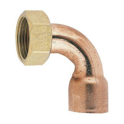 Kraagstuk gebogen met moer rood koper D buis 16 mm 34