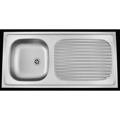 Nemo Start Merlot opbouwspoeltafel met 1 bak met afdruip roestvaststaal omkeerbaar 1000x500 mm plug met overloopgarnituur zonder sifon