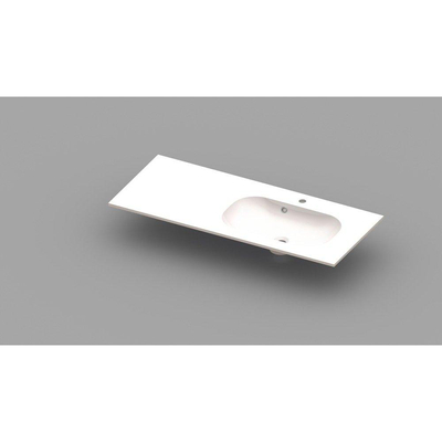 Nemo Spring Ovum 20 meubelwastafel rechts 1200 x 500 x 200 mm met overloop wit kunstmarmer