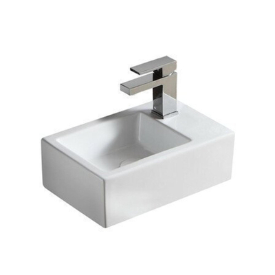 Nemo Spring Sula handwasbakje - rechthoekig - 37x23.5cm - wandmontage - kraangat rechts - diameter3.5cm - porselein wit