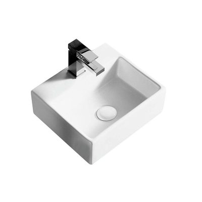 Nemo Spring Sun Handwasbakje - rechthoekig - 33.5x29.5cm - wandmontage - afvoergat D4.5cm - zonder overloop - porselein wit