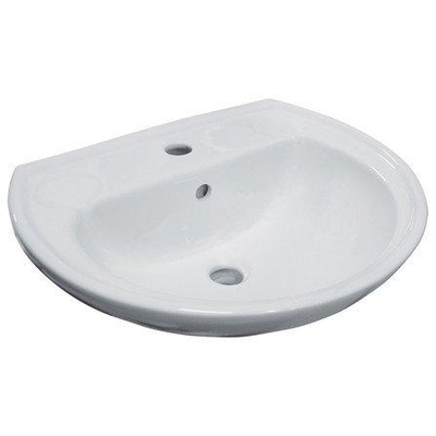 Go by Van Marcke Atlas lavabo 50x41 cm porselein wit met doorgestoken kraangat overloopbeveiliging voor elk type kraan