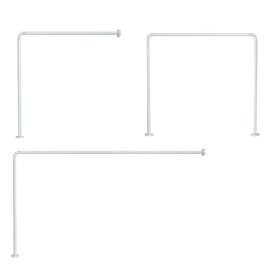 Gedy douchegordijnstang hoekversie D 25 mm aluminium wit afsnijdbaar op maat mogelijke opstellingen 90x90xm 80x170cm of 90x85x90cm