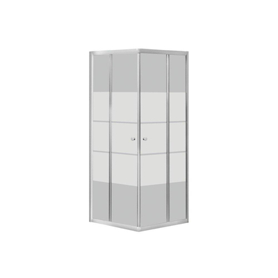 GO by Van Marcke Avis douchecabine 90x90x185cm vierkant 2 schuifdeuren 4mm helder veiligheidsglas met matte stroken aluminium verchroomd