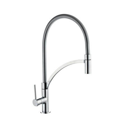 GO by Van Marcke Elegance keukenmengkraan - eengreeps - hoge draaibare bek - uittrekbare sproeier - keramische schijven - hoog 46.5cm - verchroomd messing SHOWROOMMODEL