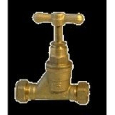 Klemkoppeling rechte afsluitkraan 2 x klem messing toepassing voor koperen buizen 15 x 15 mm