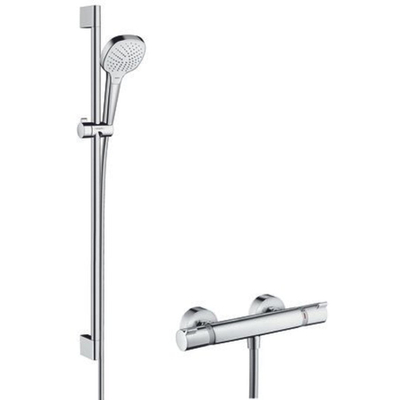 Hansgrohe Croma Select E Doucheset - glijstangset - croma select e vario - handdouche 90cm - Ecostat Comfort douchekraan - thermostatisch - wit/chroom