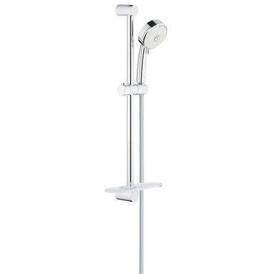 GROHE New Tempesta Cosmopolitan 100 Glijstangset - 60cm - ronde handdouche - 4 straalsoorten - gladde doucheslang - met zeepschaal - chroom/wit