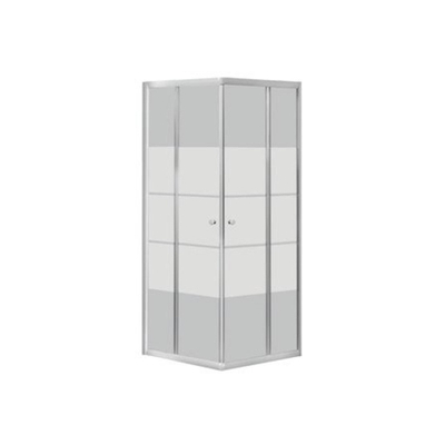 GO by Van Marcke Avis douchecabine 90x90x185cm vierkant 2 schuifdeuren 4mm helder veiligheidsglas met matte stroken aluminium verchroomd