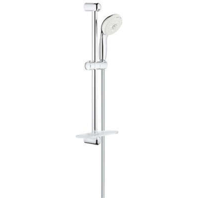 GROHE New Tempesta 100 Glijstangset - 60cm - ronde handdouche - 4 straalsoorten - gladde doucheslang - met zeepschaal - chroom/wit