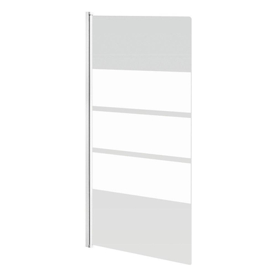 GO by Van Marcke Nera badwand 850x1450mm 1delig 5mm omkeerbaar decor veiligheidsglas profielen wit