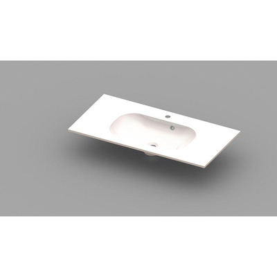 Nemo Spring Ovum meubelwastafel 1000 x 500 x 200 mm met overloop wit kunstmarmer