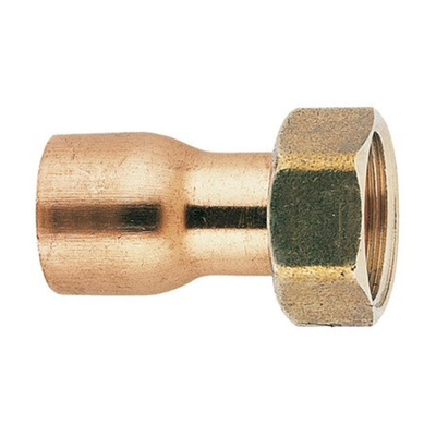 Kraagstuk recht met moer rood koper D buis 14 mm x 34