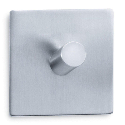 Zack Peco Handdoekhaak 5x5cm Vierkant Zelfklevend Mat Geborsteld RVS