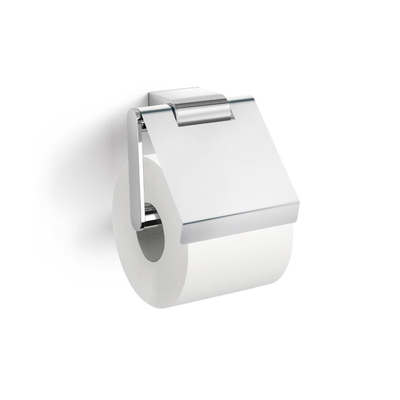 Zack Atore toiletrolhouder met klep 12.4x12.4x5.4cm RVS Chroom Glans